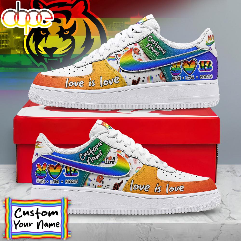 Custom Name Cincinnati Bengals NFL Team Air Force 1 Shoes For Fans