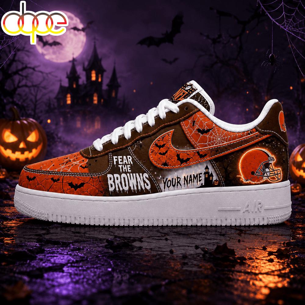 Custom Name Cleveland Browns NFL Fear The Team Halloween Air Force 1 Shoes
