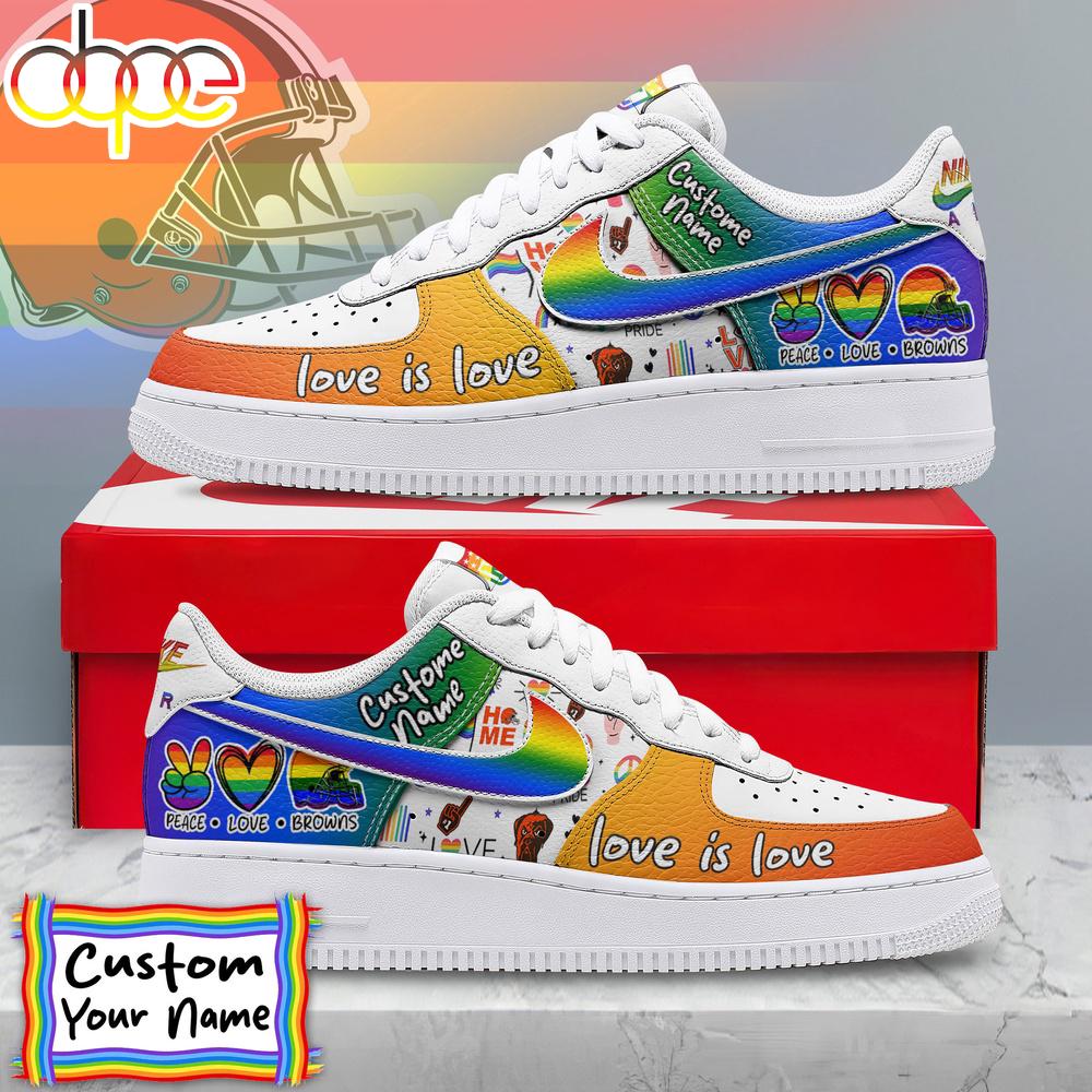 Custom Name Cleveland Browns NFL Team Air Force 1 Shoes For Fans