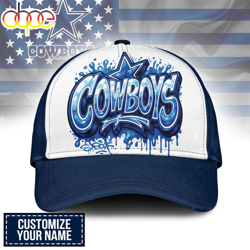 Custom Name Dallas Cowboys NFL Graffiti Team Baseball Cap