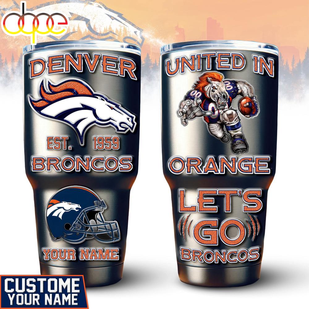 Custom Name Denver Broncos Mascot Tumbler For Fans Custom Name Denver Broncos Mascot Tumbler For Fans