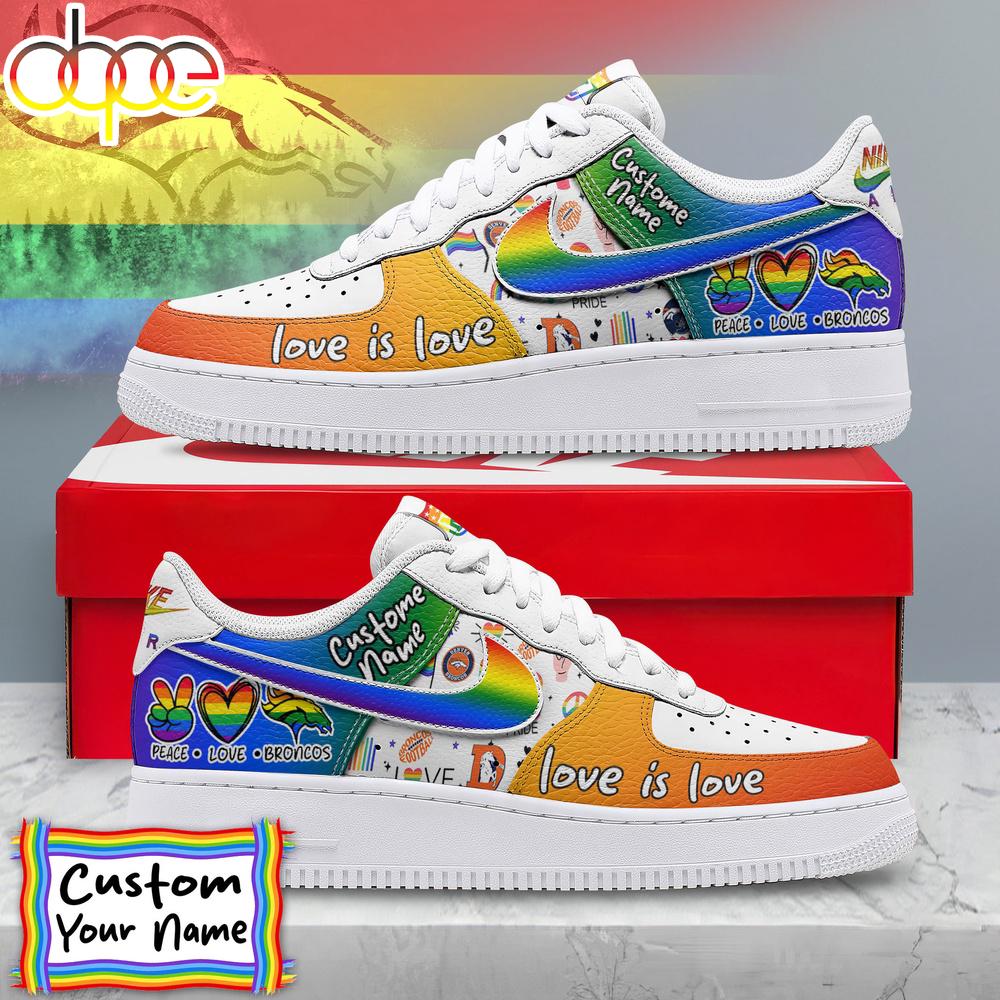 Custom Name Denver Broncos NFL Team Air Force 1 Shoes For Fans