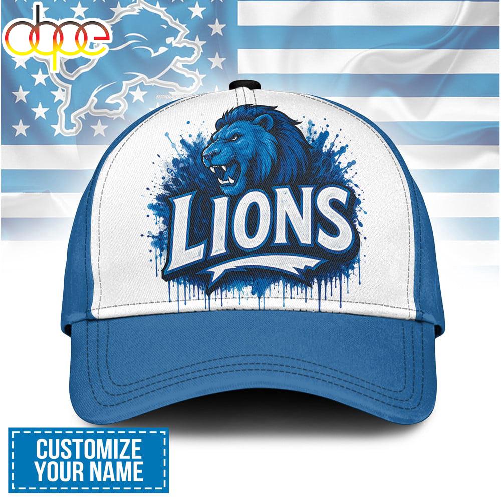 Custom Name Detroit Lions NFL Graffiti Team Baseball Cap