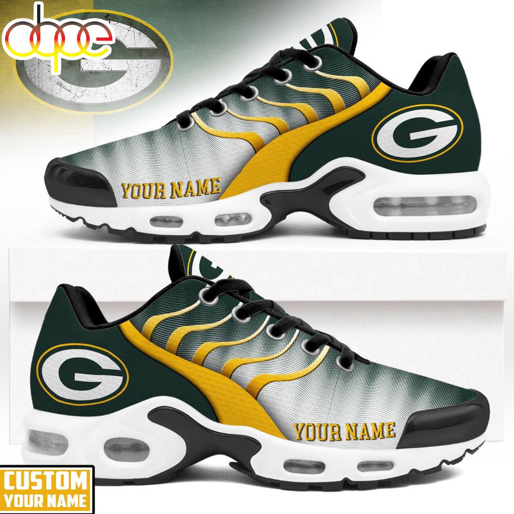 Custom Name Green Bay Packers NFL Endzone Runner Air Max Plus Shoes