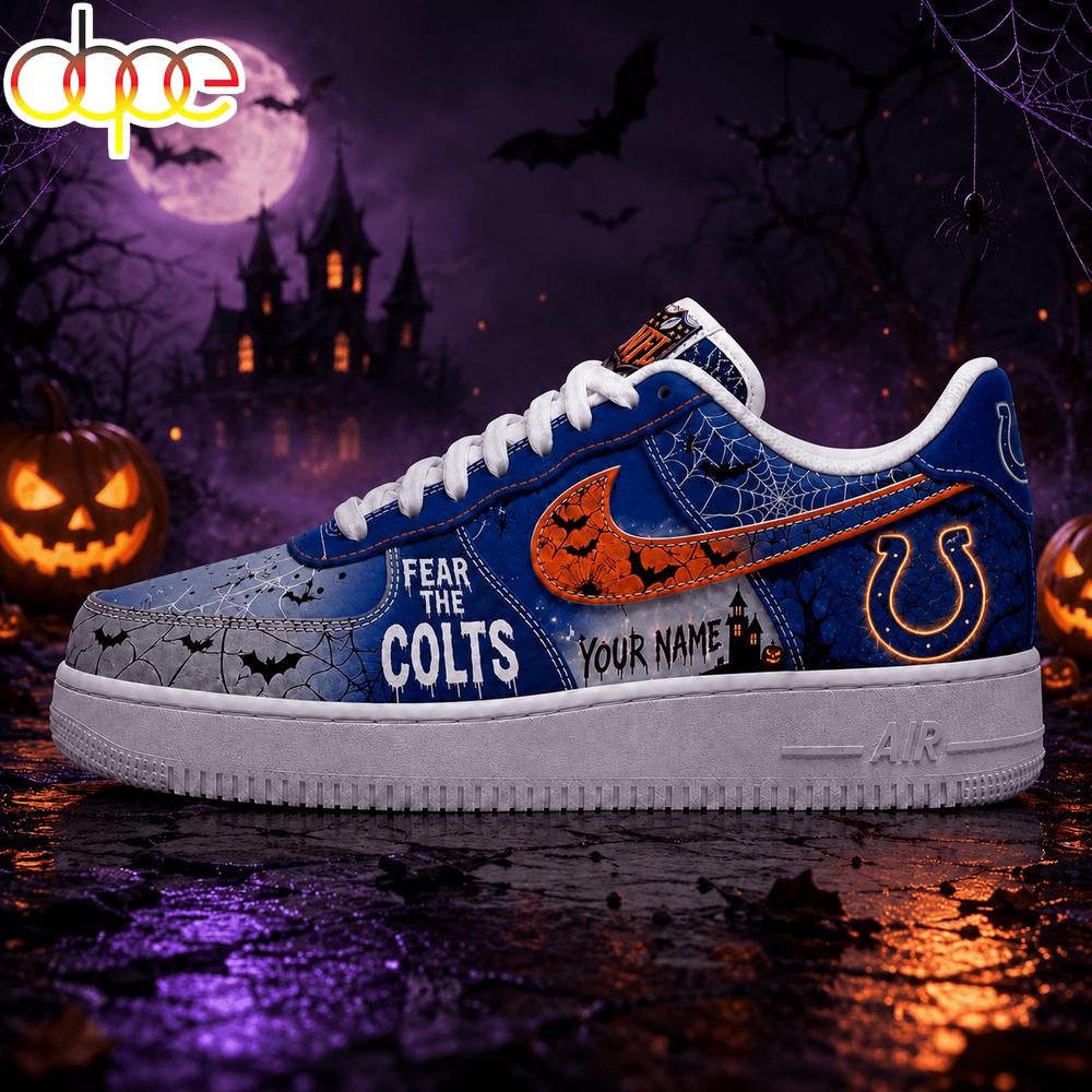 Custom Name Indianapolis Colts NFL Fear The Team Halloween Air Force 1 Shoes