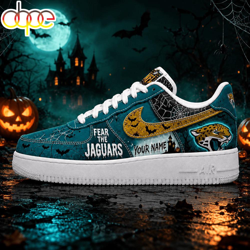 Custom Name Jacksonville Jaguars NFL Fear The Team Halloween Air Force 1 Shoes