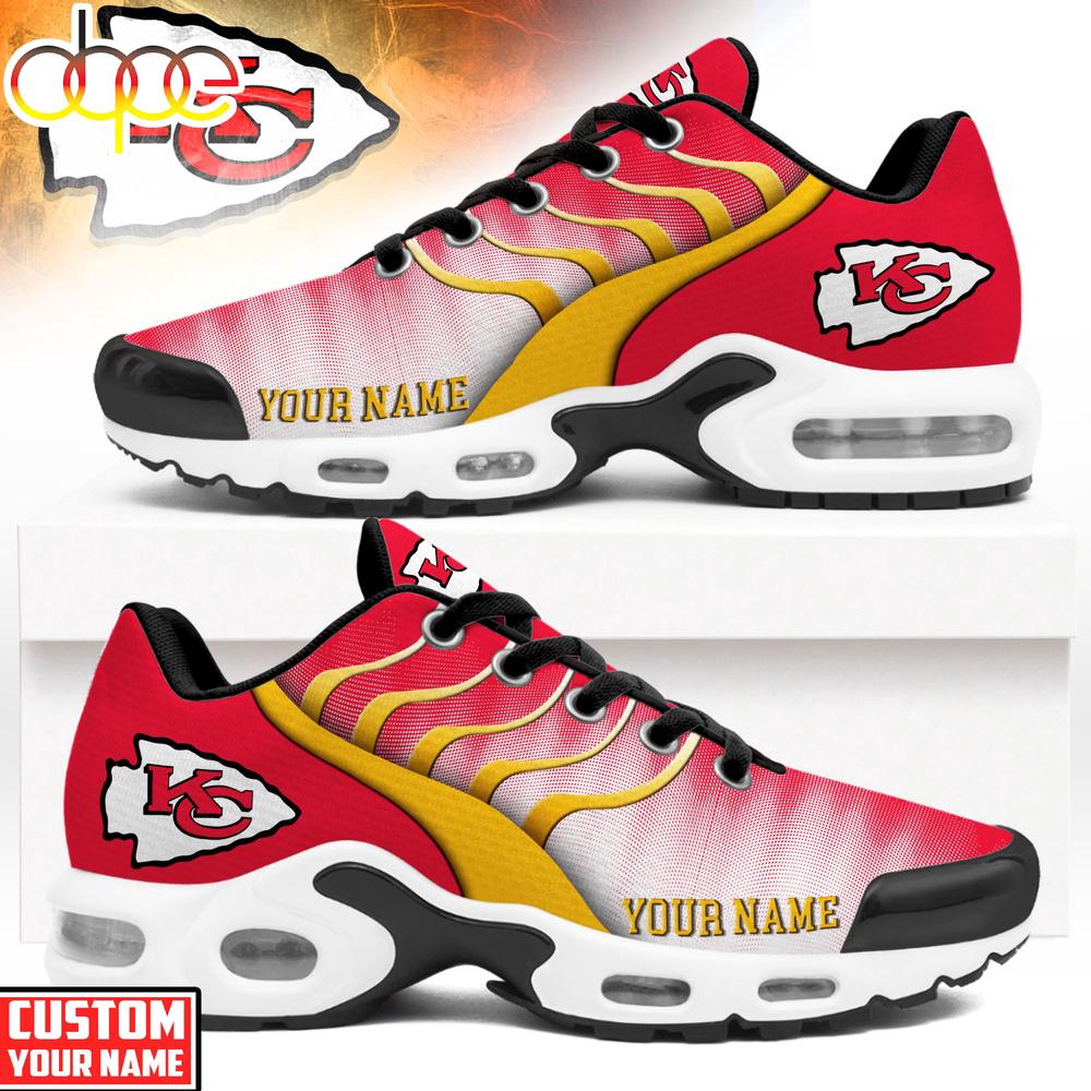 Custom Name Kansas City Chiefs NFL Endzone Runner Air Max Plus Shoes Custom Name Kansas City Chiefs NFL Endzone Runner Air Max Plus Shoes