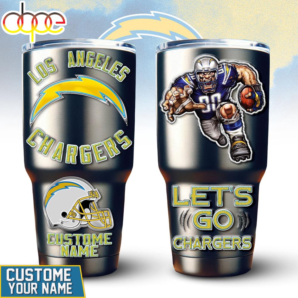 Custom Name Los Angeles Chargers Mascot Tumbler For Fans