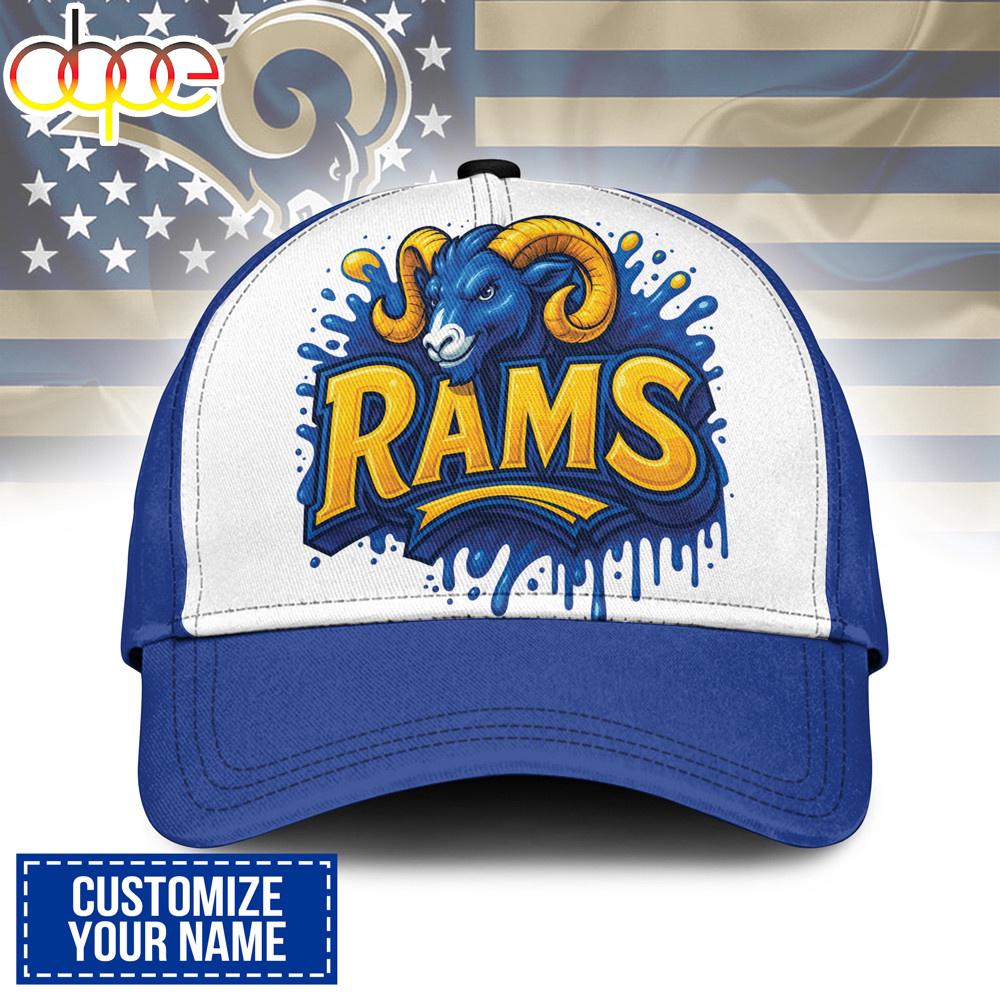 Custom Name Los Angeles Rams NFL Graffiti Team Baseball Cap