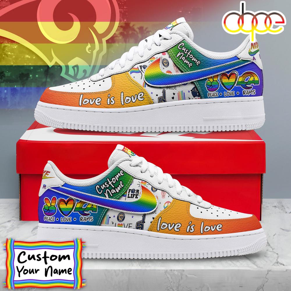 Custom Name Los Angeles Rams NFL Team Air Force 1 Shoes For Fans