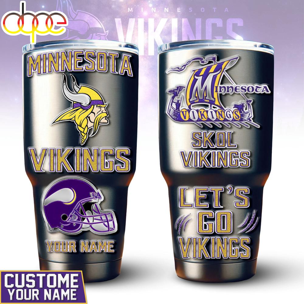 Custom Name Minnesota Vikings Mascot Tumbler For Fans