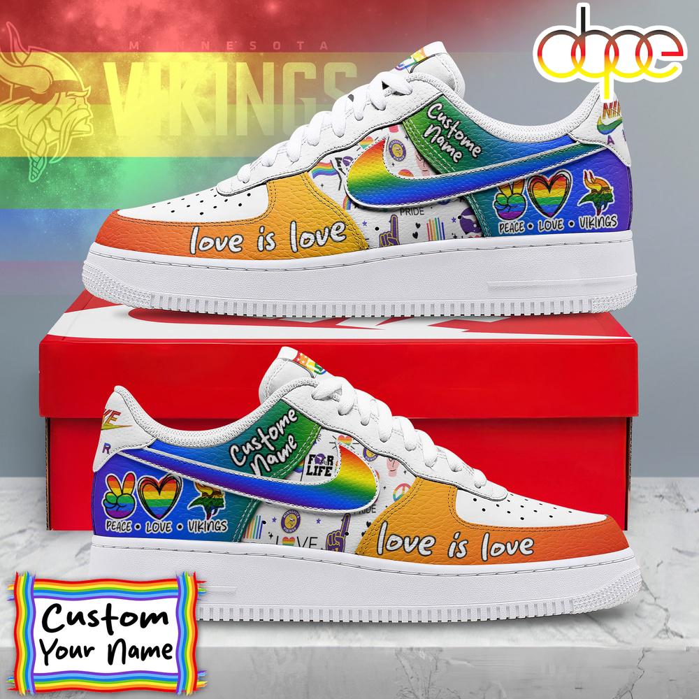 Custom Name Minnesota Vikings NFL Team Air Force 1 Shoes For Fans