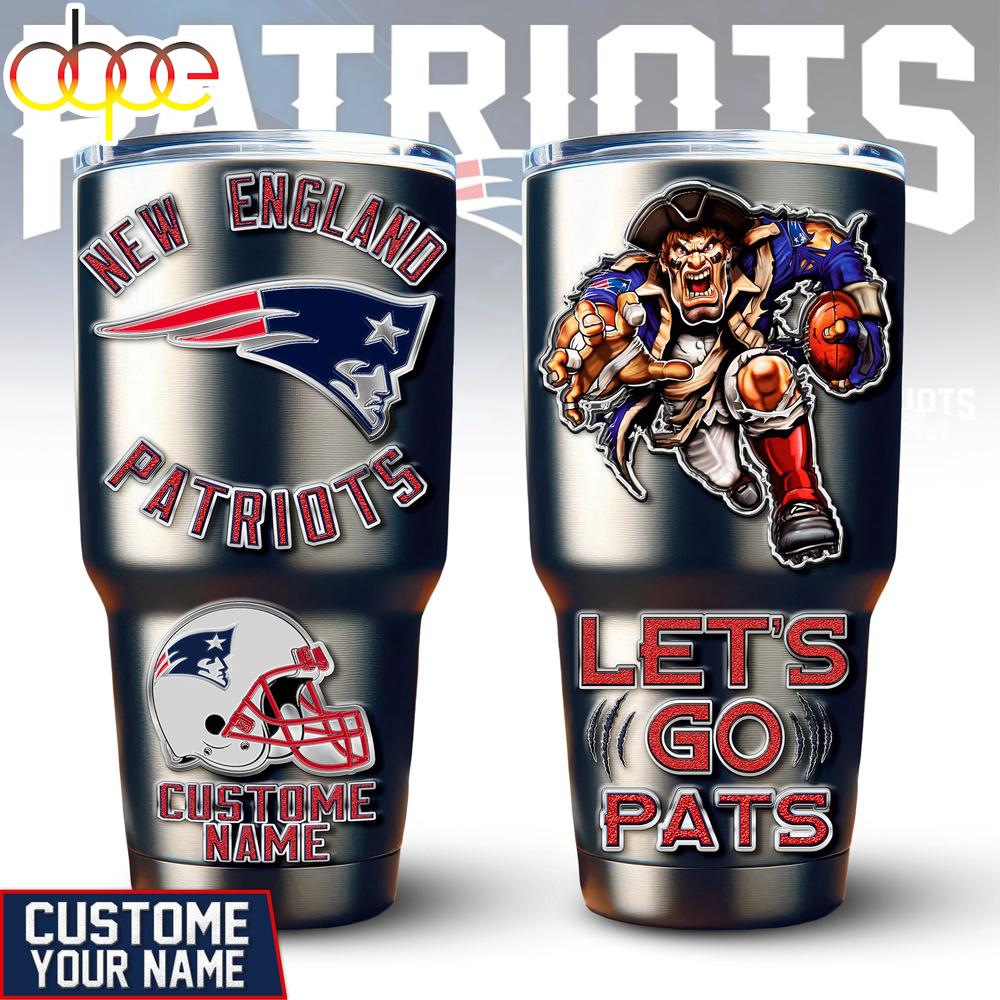 Custom Name New England Patriots Mascot Tumbler For Fans