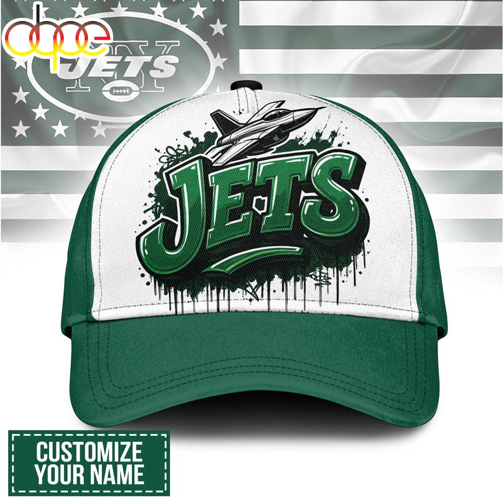 Custom Name New York Jets NFL Graffiti Team Baseball Cap