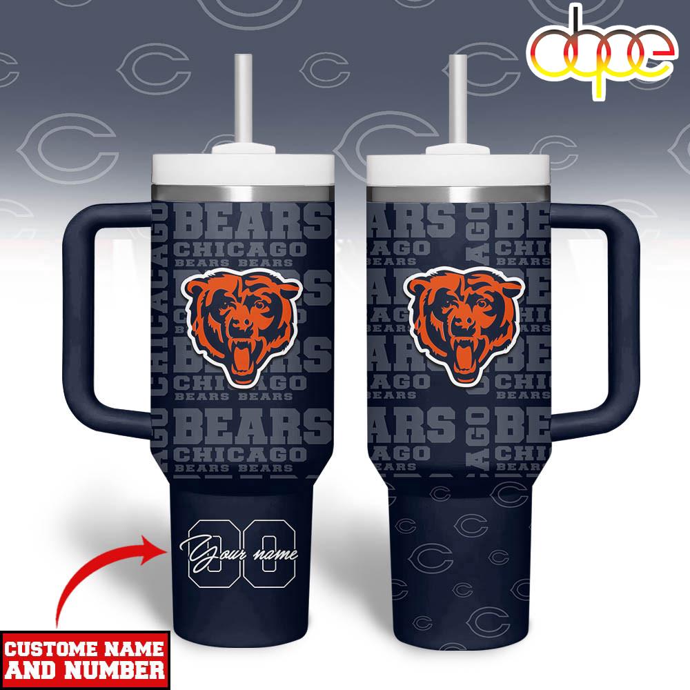 Custom Name Number Chicago Bears NFL Team Spirit Tumbler 40oz