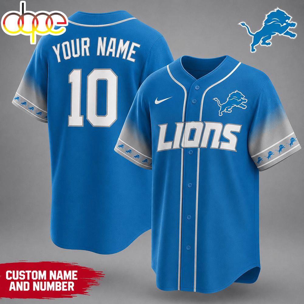 Custom Name Number Detroit Lions NFL Team Pride Baseball Jersey