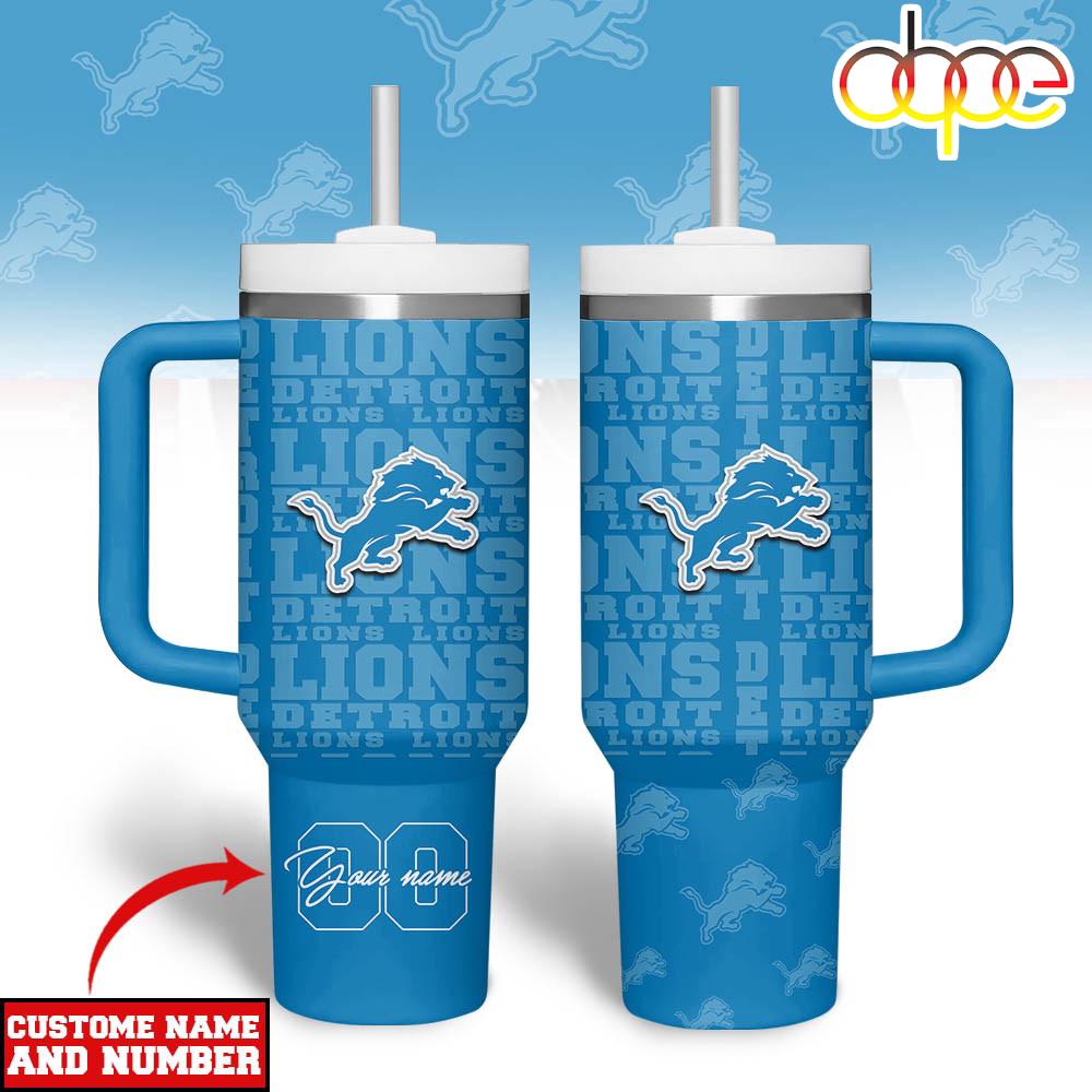 Custom Name Number Detroit Lions NFL Team Spirit Tumbler 40oz
