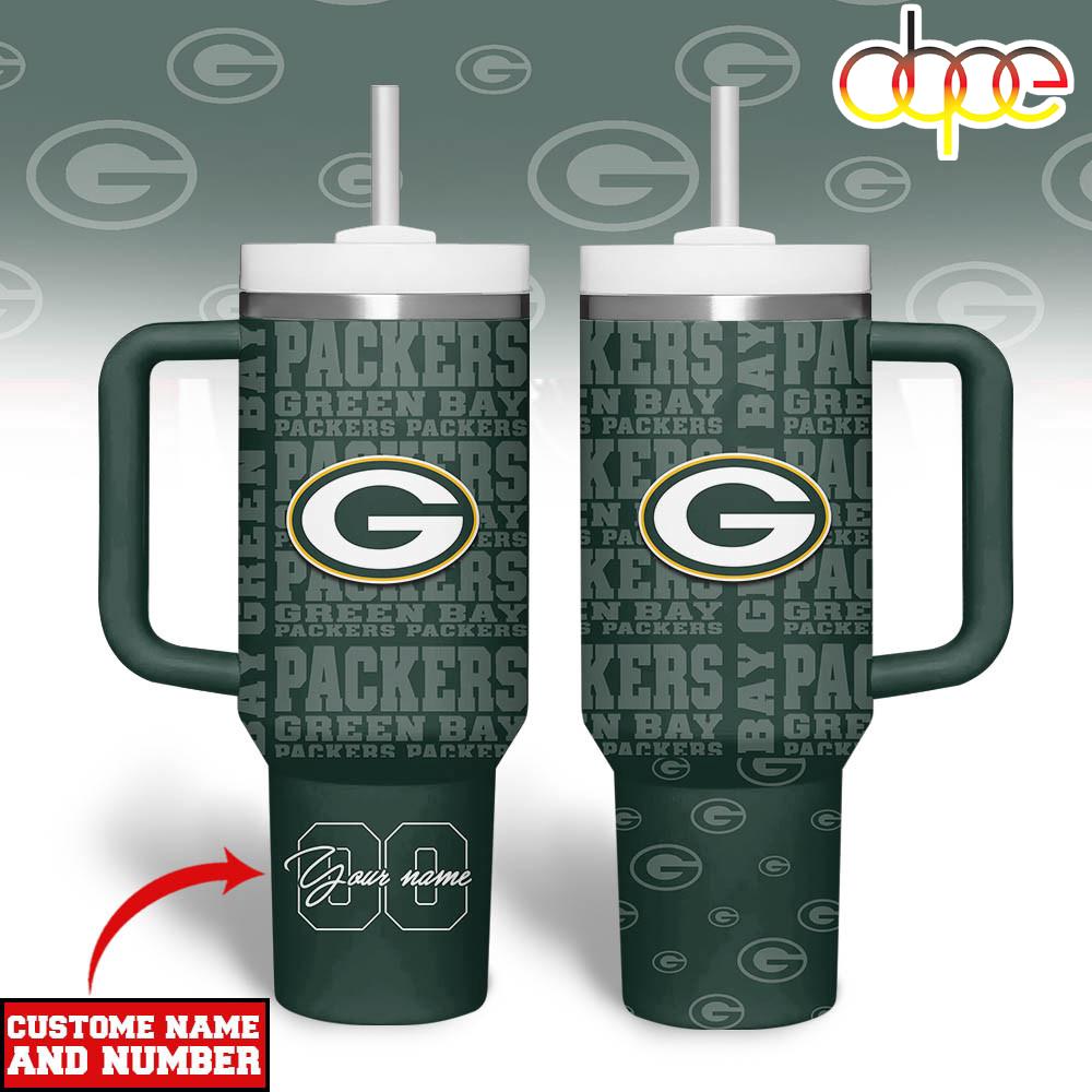 Custom Name Number Green Bay Packers NFL Team Spirit Tumbler 40oz