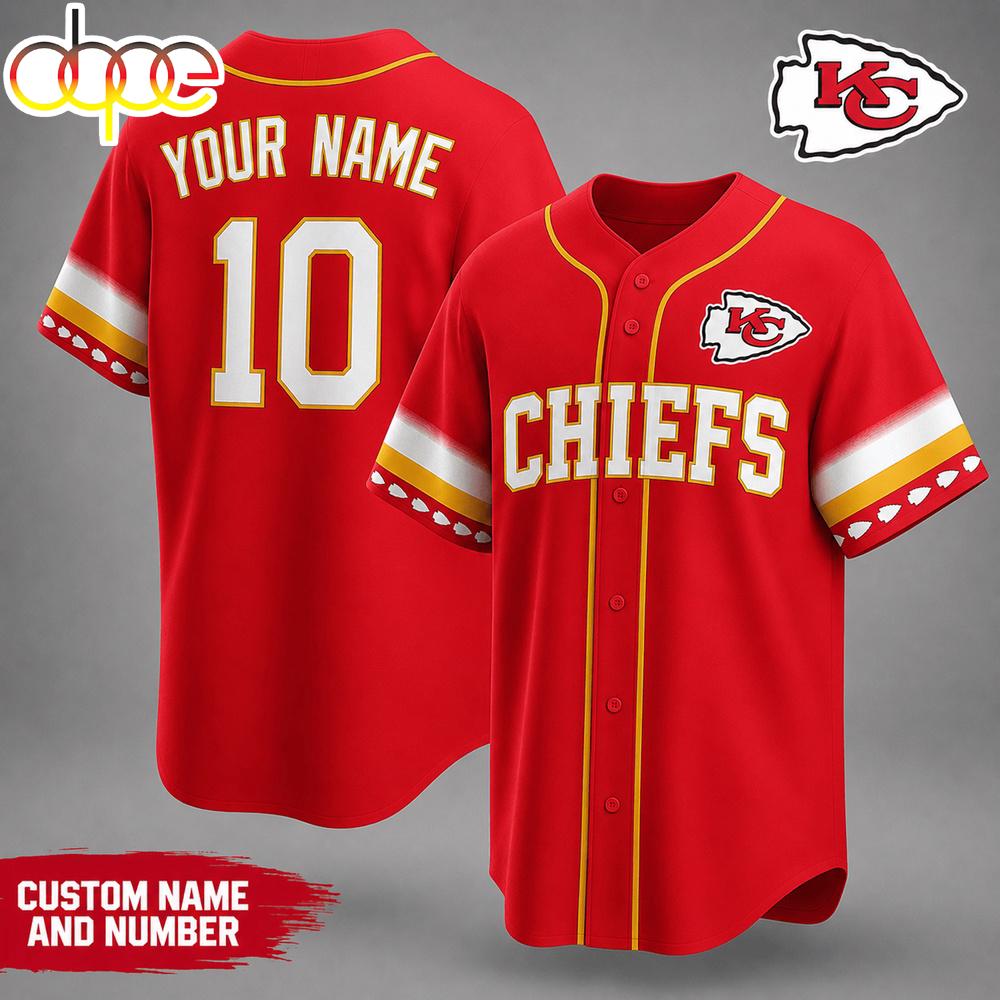 Custom Name Number Kansas City Chiefs NFL Team Pride Baseball Jersey