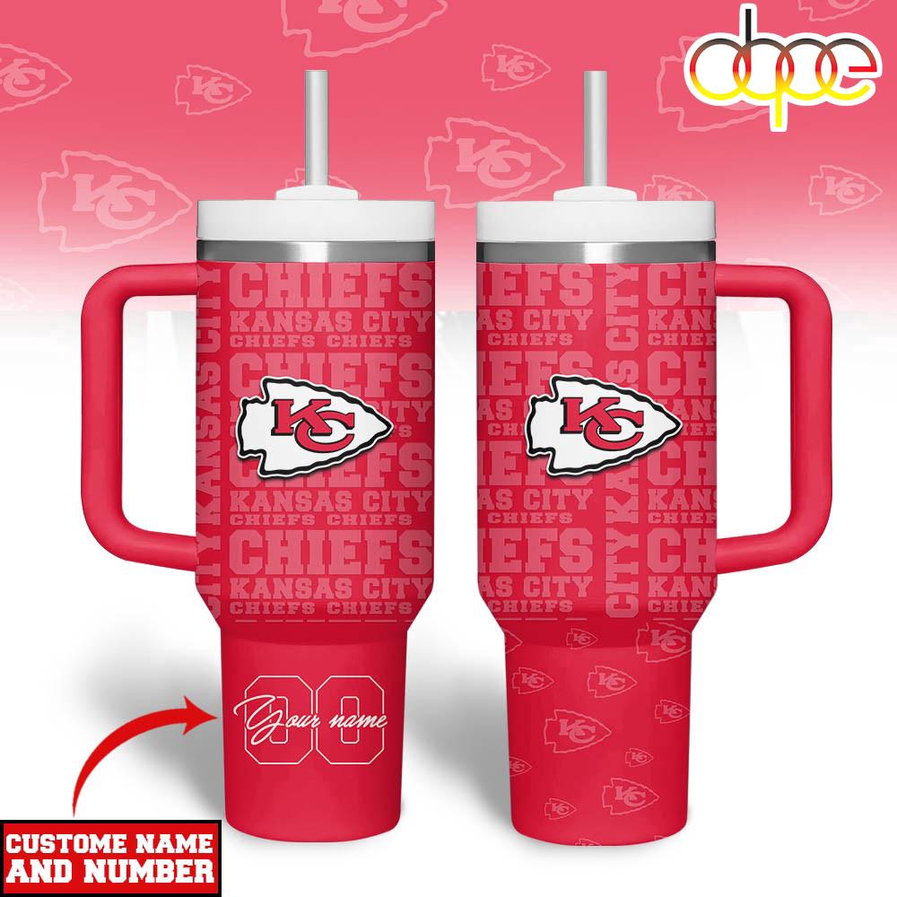 Custom Name Number Kansas City Chiefs NFL Team Spirit Tumbler 40oz