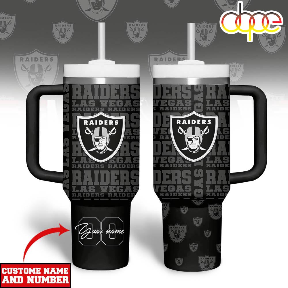 Custom Name Number Las Vegas Raiders NFL Team Spirit Tumbler 40oz Custom Name Number Las Vegas Raiders NFL Team Spirit Tumbler 40oz