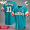Custom Name Number Miami Dolphins NFL Team Pride Baseball Jersey