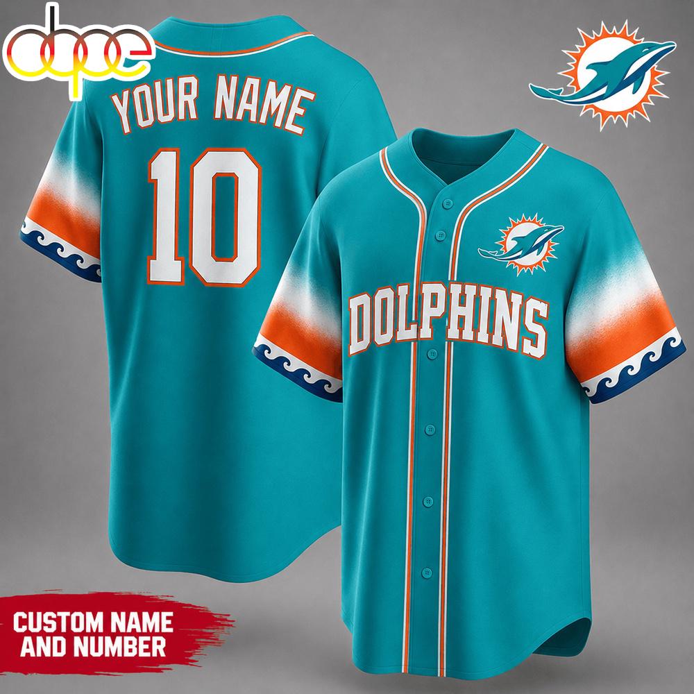 Custom Name Number Miami Dolphins NFL Team Pride Baseball Jersey