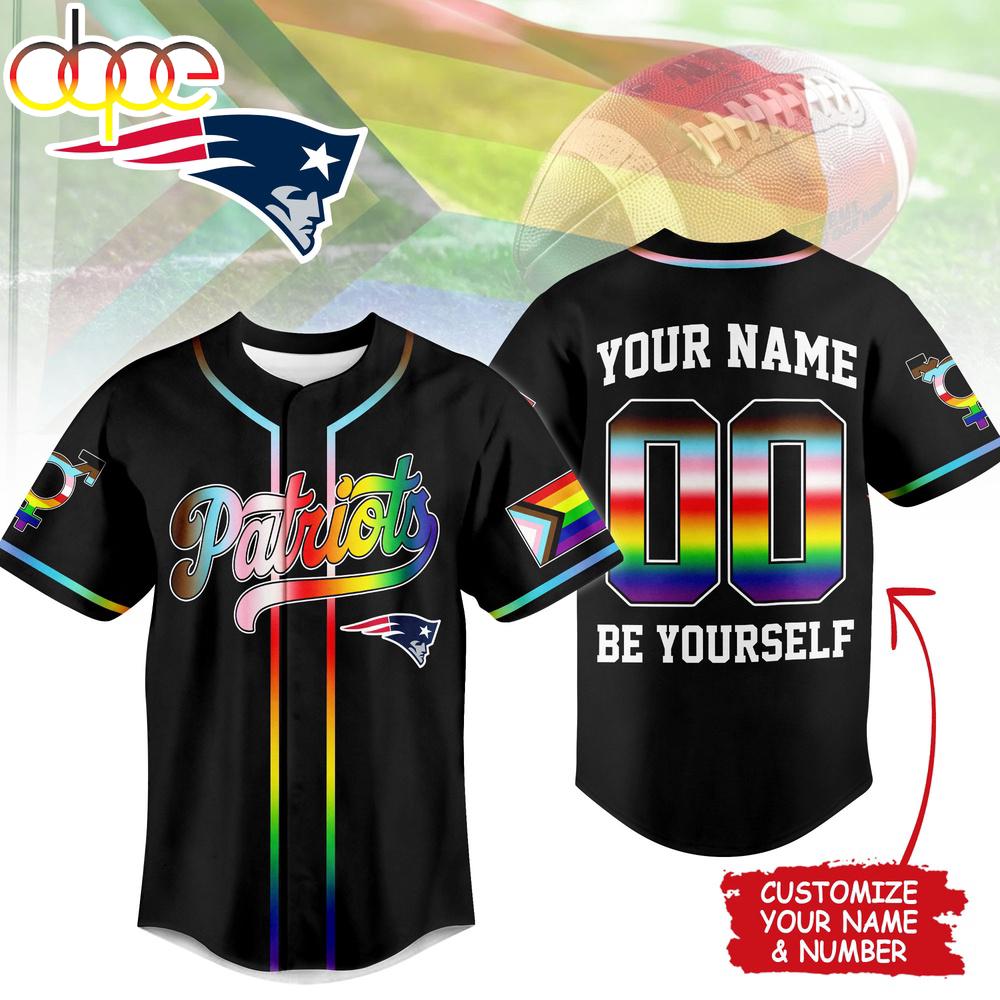 Custom Name Number New England Patriots NFL Pride Month Baseball Jersey Shirt Custom Name Number New England Patriots NFL Pride Month Baseball Jersey Shirt