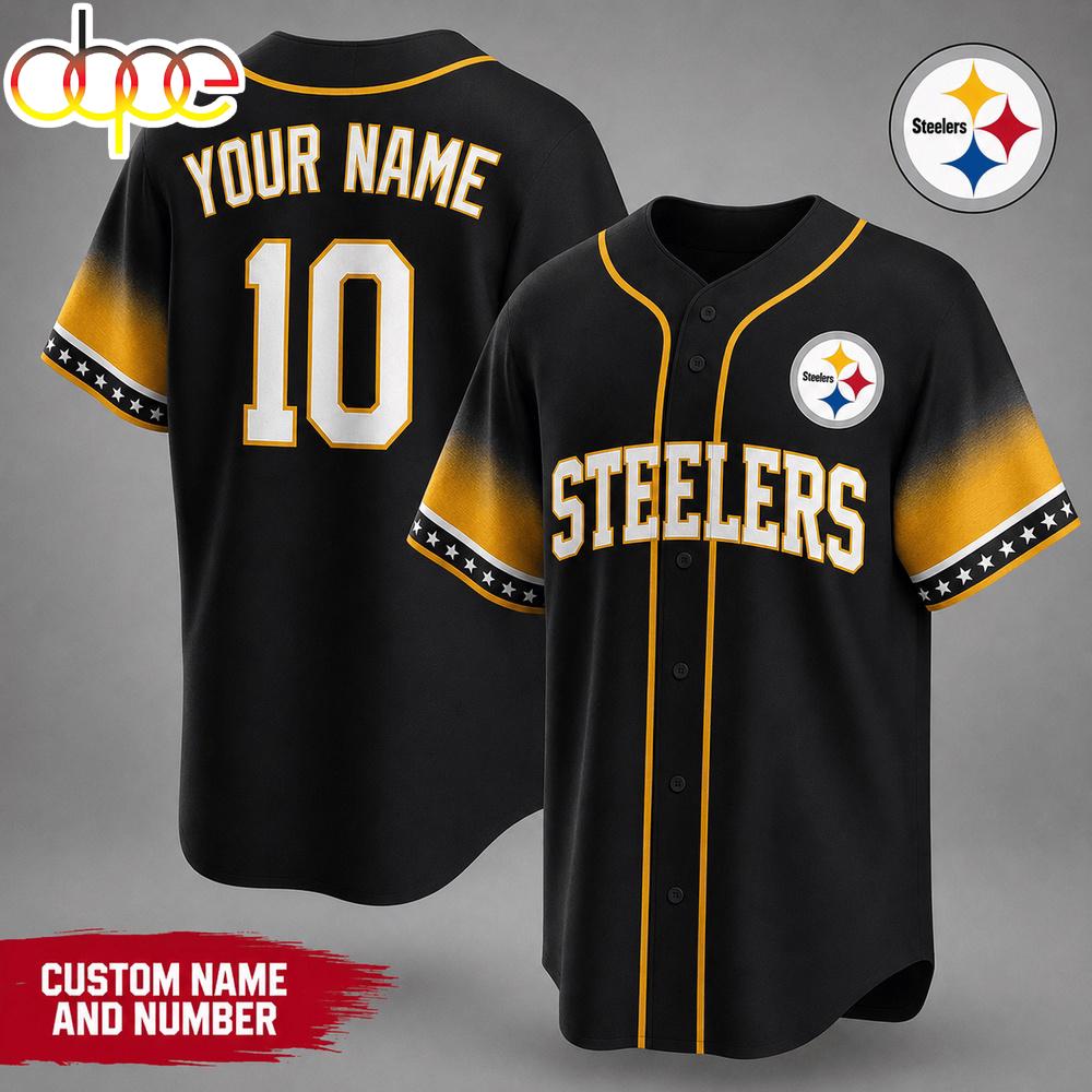 Custom Name Number Pittsburgh Steelers NFL Team Pride Baseball Jersey Custom Name Number Pittsburgh Steelers NFL Team Pride Baseball Jersey