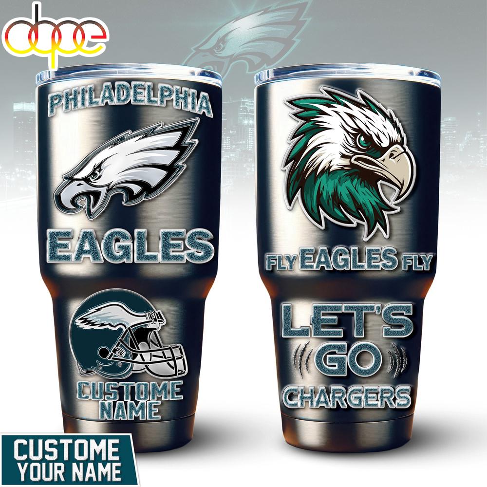Custom Name Philadelphia Eagles Mascot Tumbler For Fans