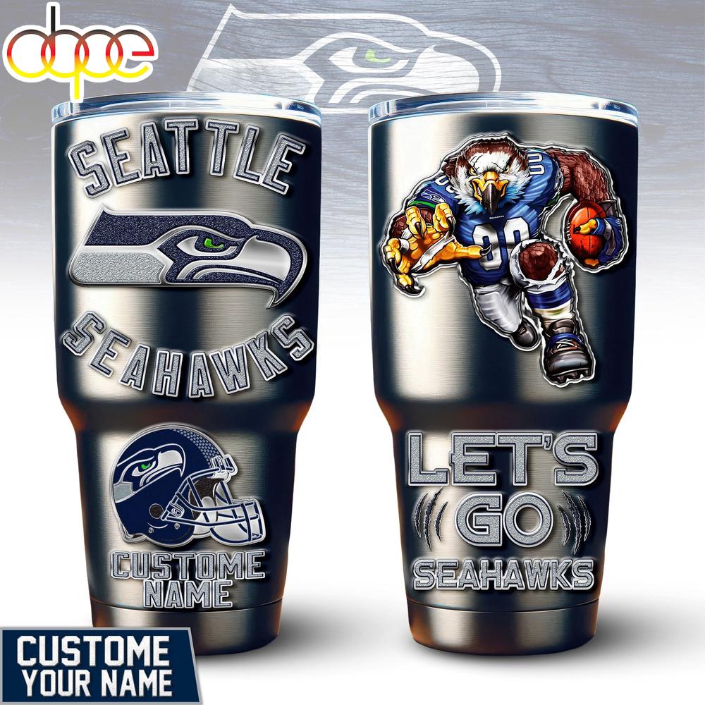 Custom Name Seattle Seahawks Mascot Tumbler For Fans