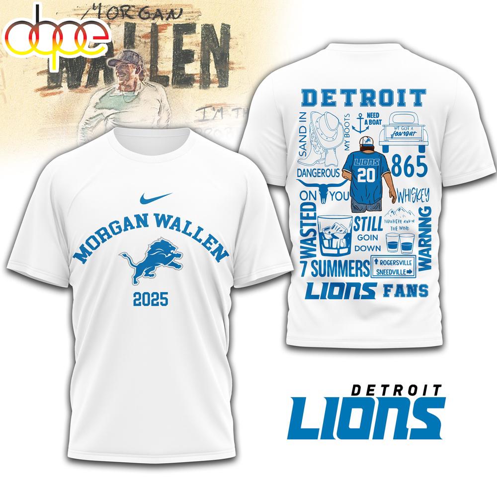 Detroit Lions NFL Morgan Wallen 3D T-Shirt Detroit Lions NFL Morgan Wallen 3D T-Shirt