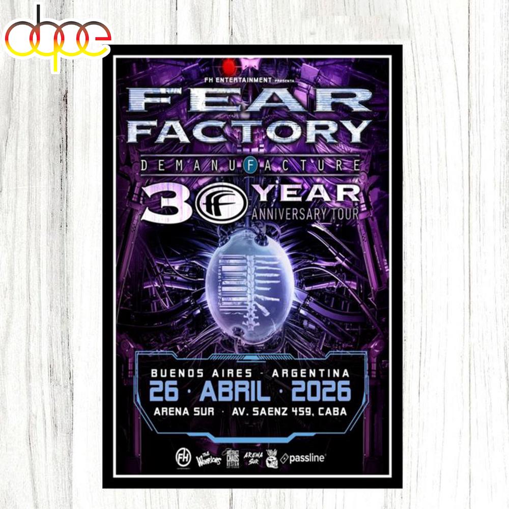 Fear Factory Arena Sur Centro Cultural April 26 2026 Tour Poster Canvas