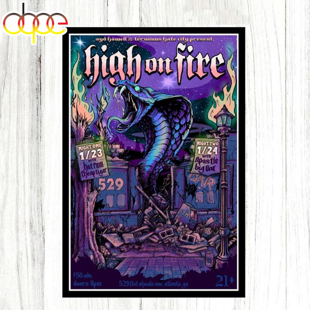 High On Fire Atlanta, GA February 23-24 2026 Tour Poster Canvas