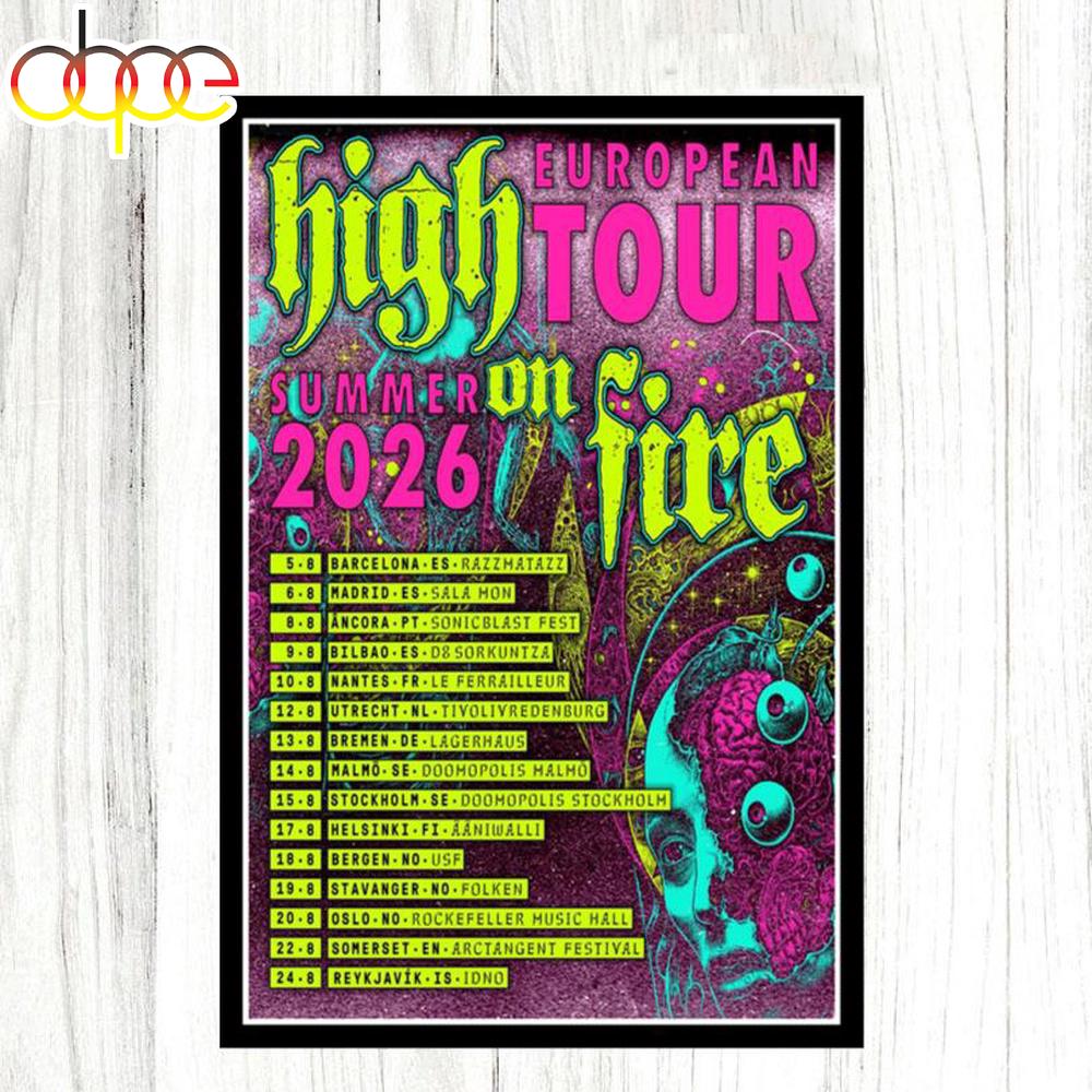High On Fire European Tour Summer 2026 Poster Canvas