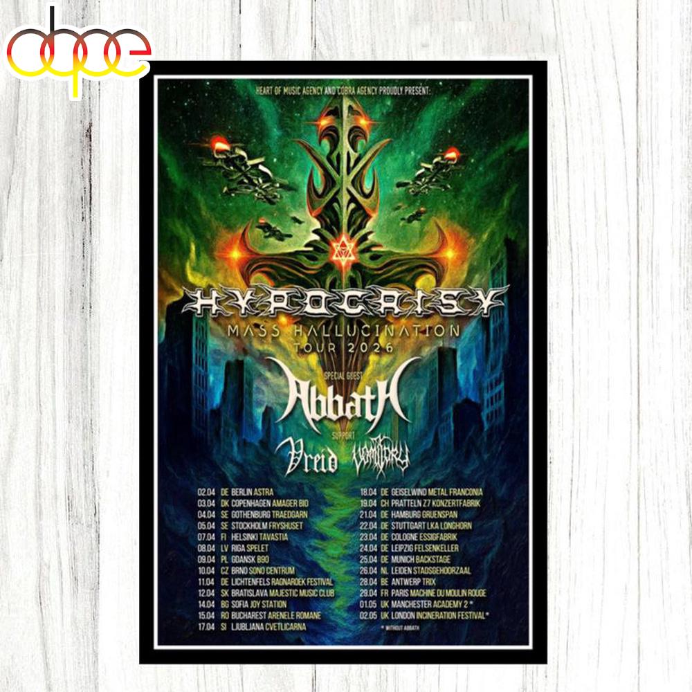 Hypocrisy Mass Hallucination Tour 2026 Poster Canvas
