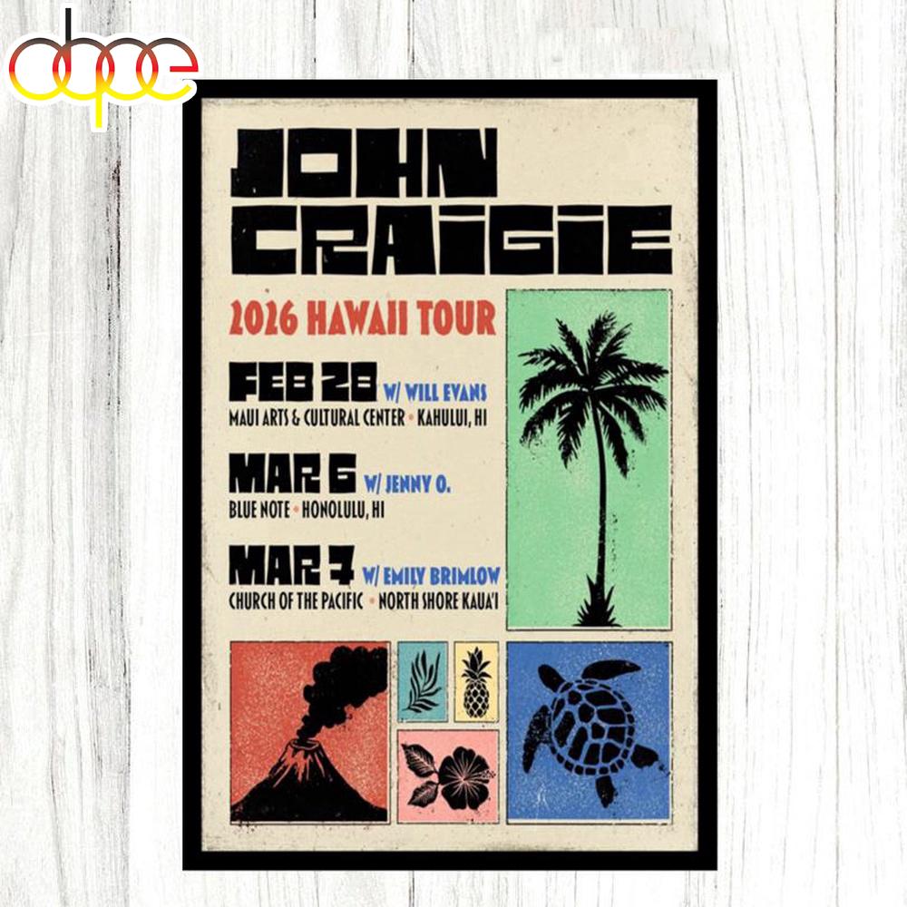 John Craigie 2026 Hawaii Tour Poster Canvas
