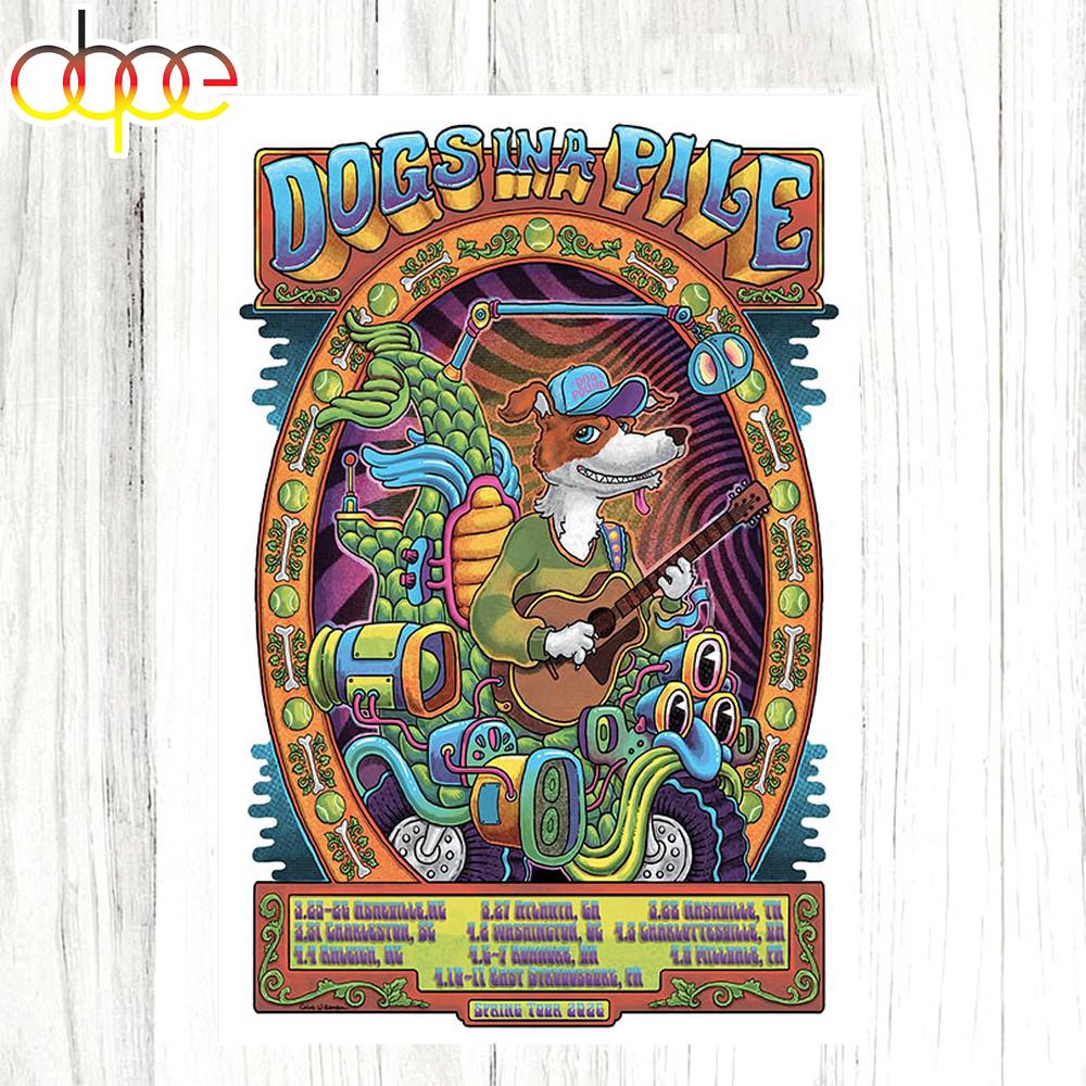 Limited Edition Dogs In A Pile Spring Tour 2026 Poster Canvas