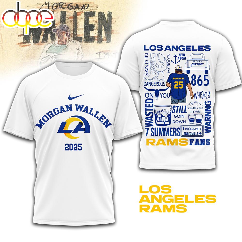 Los Angeles Rams NFL Morgan Wallen 3D T-Shirt Los Angeles Rams NFL Morgan Wallen 3D T-Shirt
