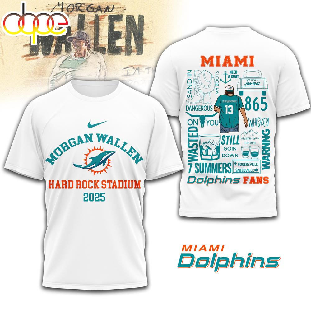 Miami Dolphins NFL Morgan Wallen 3D T-Shirt Miami Dolphins NFL Morgan Wallen 3D T-Shirt