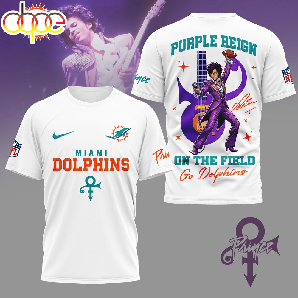Miami Dolphins NFL Prince Purple Reign Football 3D T-Shirt For Fans