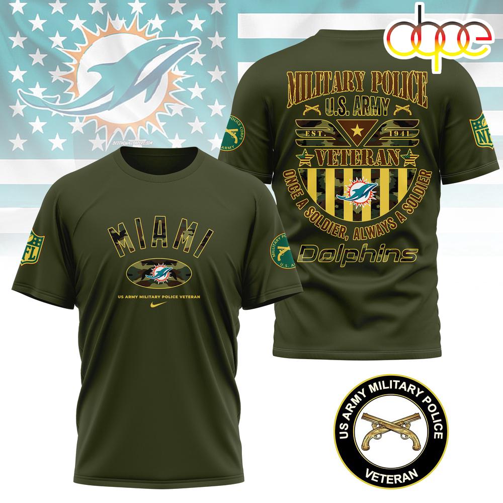 Miami Dolphins US Army Military Police Veteran 3D T-Shirt Miami Dolphins US Army Military Police Veteran 3D T-Shirt