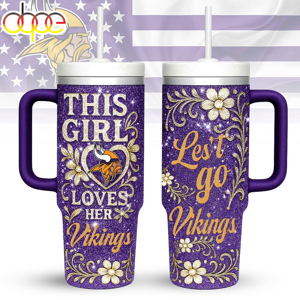 Minnesota Vikings Let's Go Tumbler 40Oz With Handle