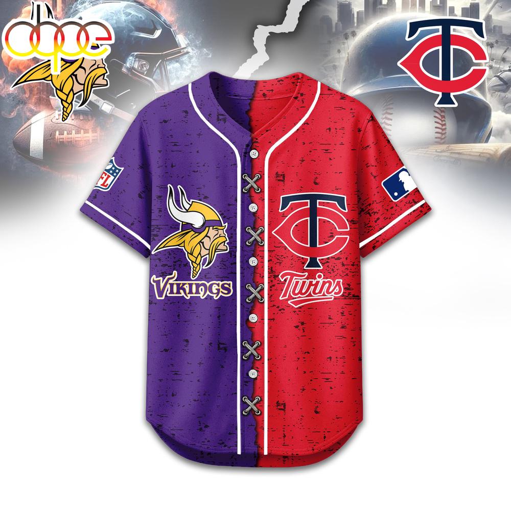 Minnesota Vikings - Minnesota Twins Baseball Jersey Shirt