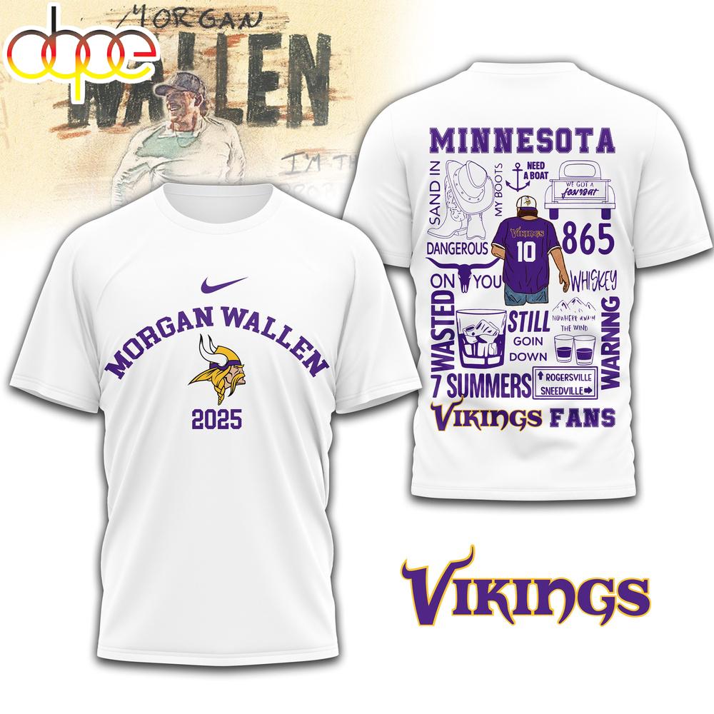 Minnesota Vikings NFL Morgan Wallen 3D T-Shirt Minnesota Vikings NFL Morgan Wallen 3D T-Shirt