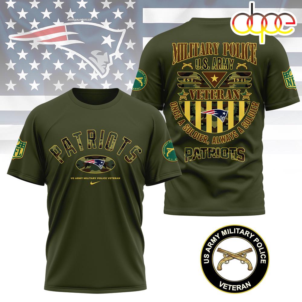 New England Patriots US Army Military Police Veteran 3D T-Shirt