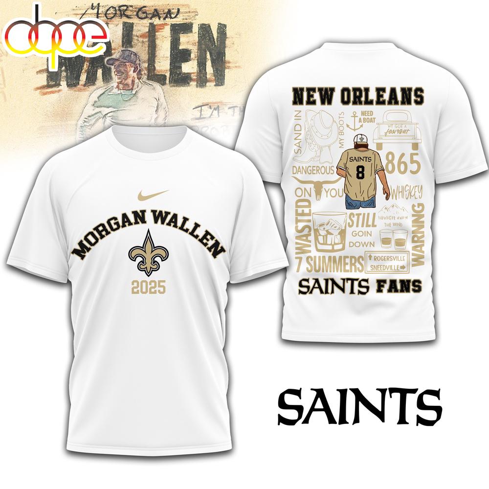 New Orleans Saints NFL Morgan Wallen 3D T-Shirt New Orleans Saints NFL Morgan Wallen 3D T-Shirt