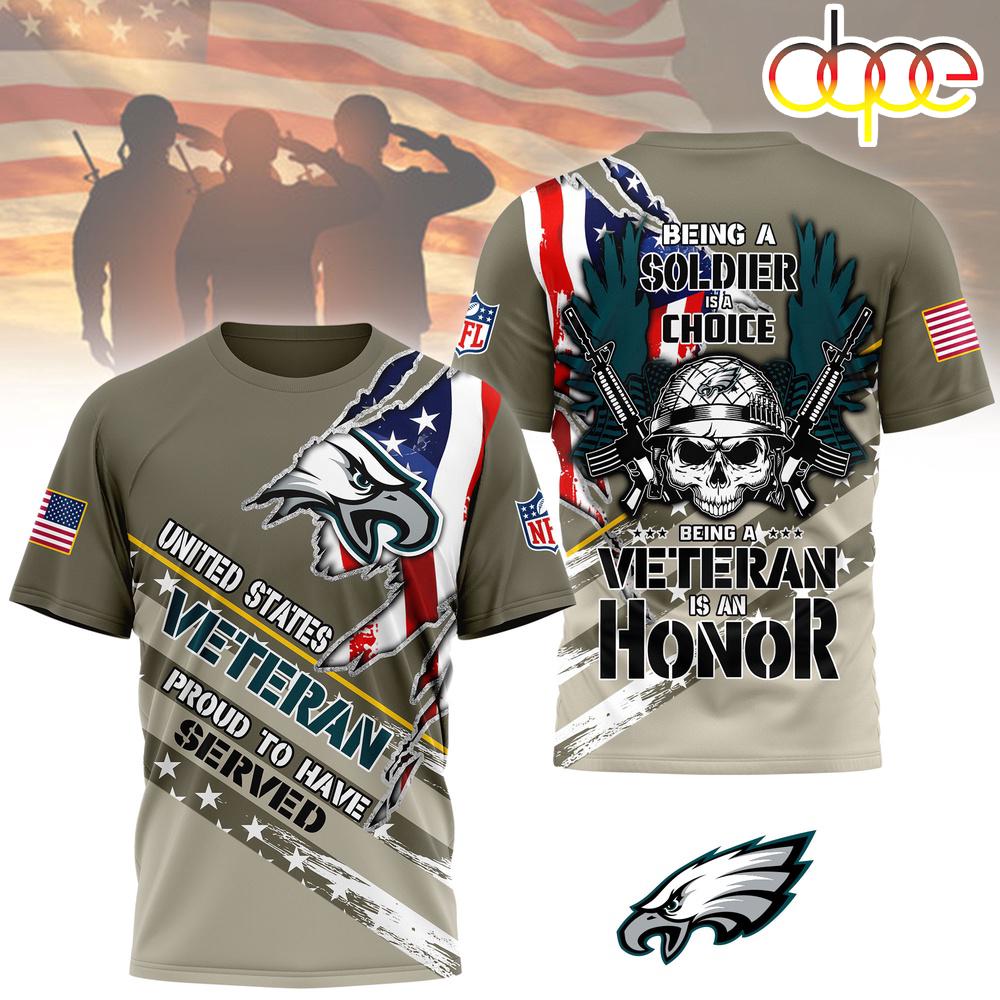 Philadelphia Eagles NFL Proud U.S. Veteran 3D T-Shirt