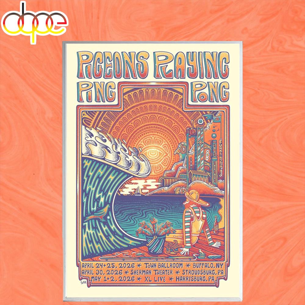 Pigeons Playing Ping Pong Fall Tour 2026 Poster Canvas