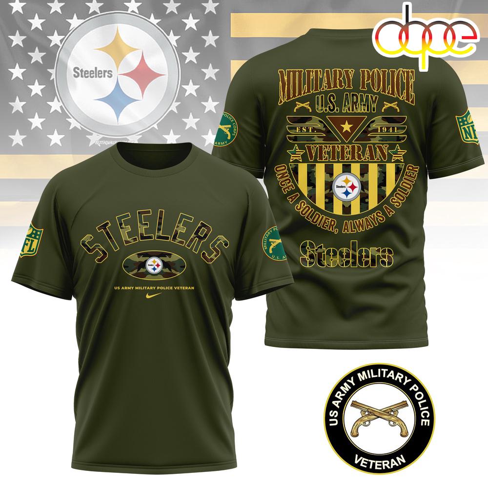 Pittsburgh Steelers US Army Military Police Veteran 3D T-Shirt